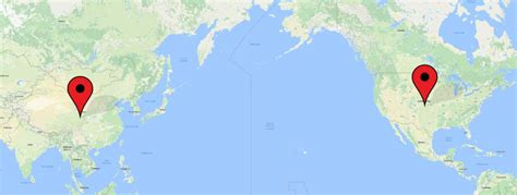 how many miles are bewtween china and the us